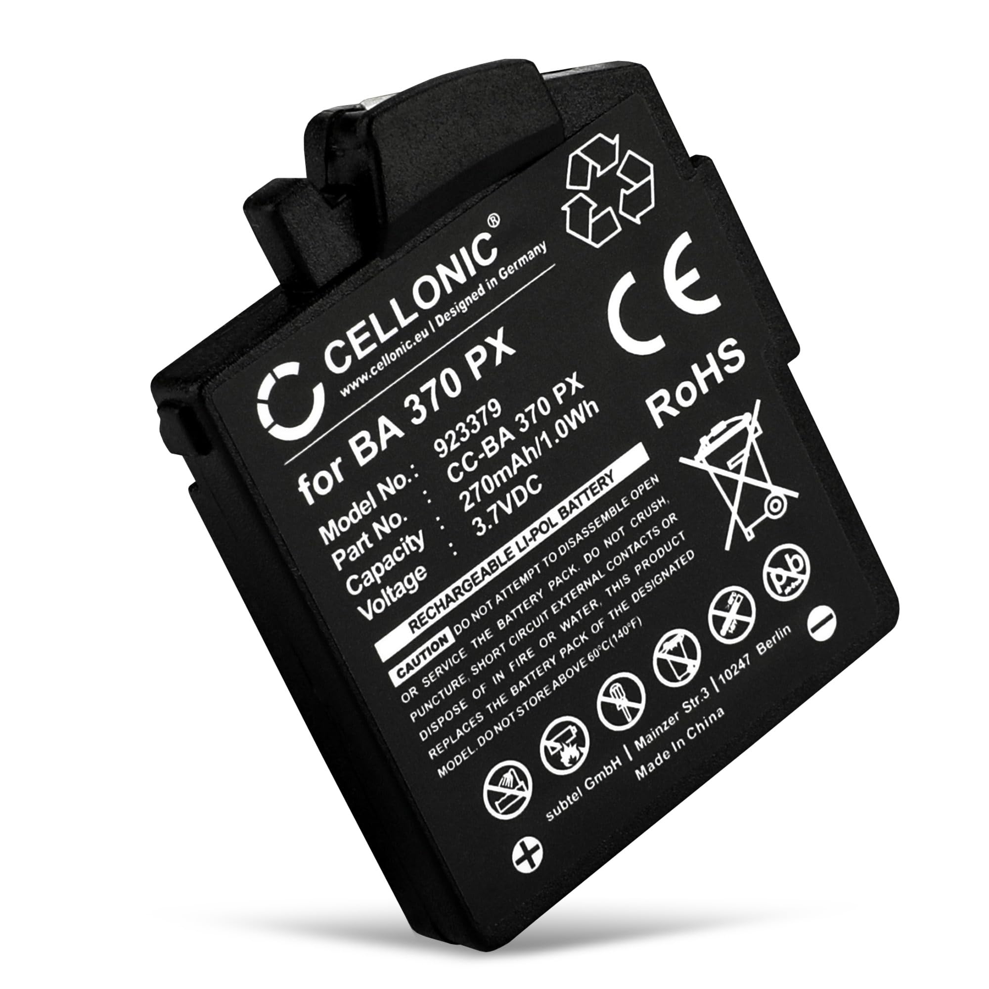 CELLONIC Battery for Headset/Headphone Compatible with Sennheiser MM 400, MM 450 X, MM 400 X, BA370 - (270mAh, 3.7V)