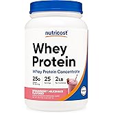 Nutricost Whey Protein Concentrate (Strawberry Milkshake) 2LBS - Gluten Free & Non-GMO