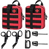 2 Pack Tactical First Aid Pouch 1000D Nylon Molle Pouch, Rip Away Medical Big Small Utility Pouch Empty for Camping Hiking In