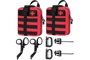 2 Pack Tactical First Aid Pouch 1000D Nylon Molle Pouch, Rip Away Medical Big Small Utility Pouch Empty for Camping Hiking In
