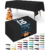 Pureegg Plastic Table Cloth Disposable 10 Pack, 54 x 108 Inch Table Cloths, Halloween Party Decorations, Summerween Decor, Halloween Tablecloths, Rectangle, Plastic Cover, Leakproof &amp; Sturdy, Black