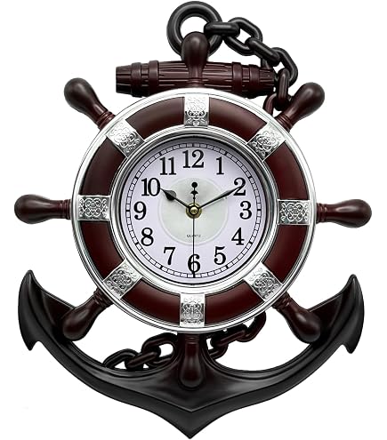 Amazon.com: SENYURI Anchor Outdoor Clock, Nautical Ship Wheel