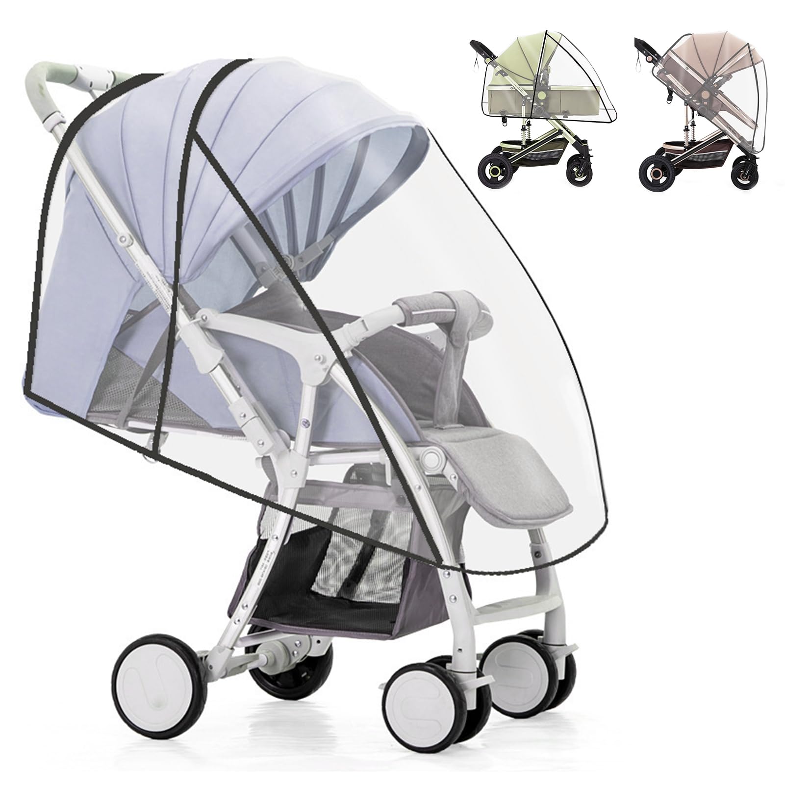 Universal Rain Cover for Pushchair, Windproof Baby Stroller Raincover Transparent Waterproof Baby Travel Weather Protection Shield for Most Strollers Pushchair Buggy Pram, Protect from Dust Snow