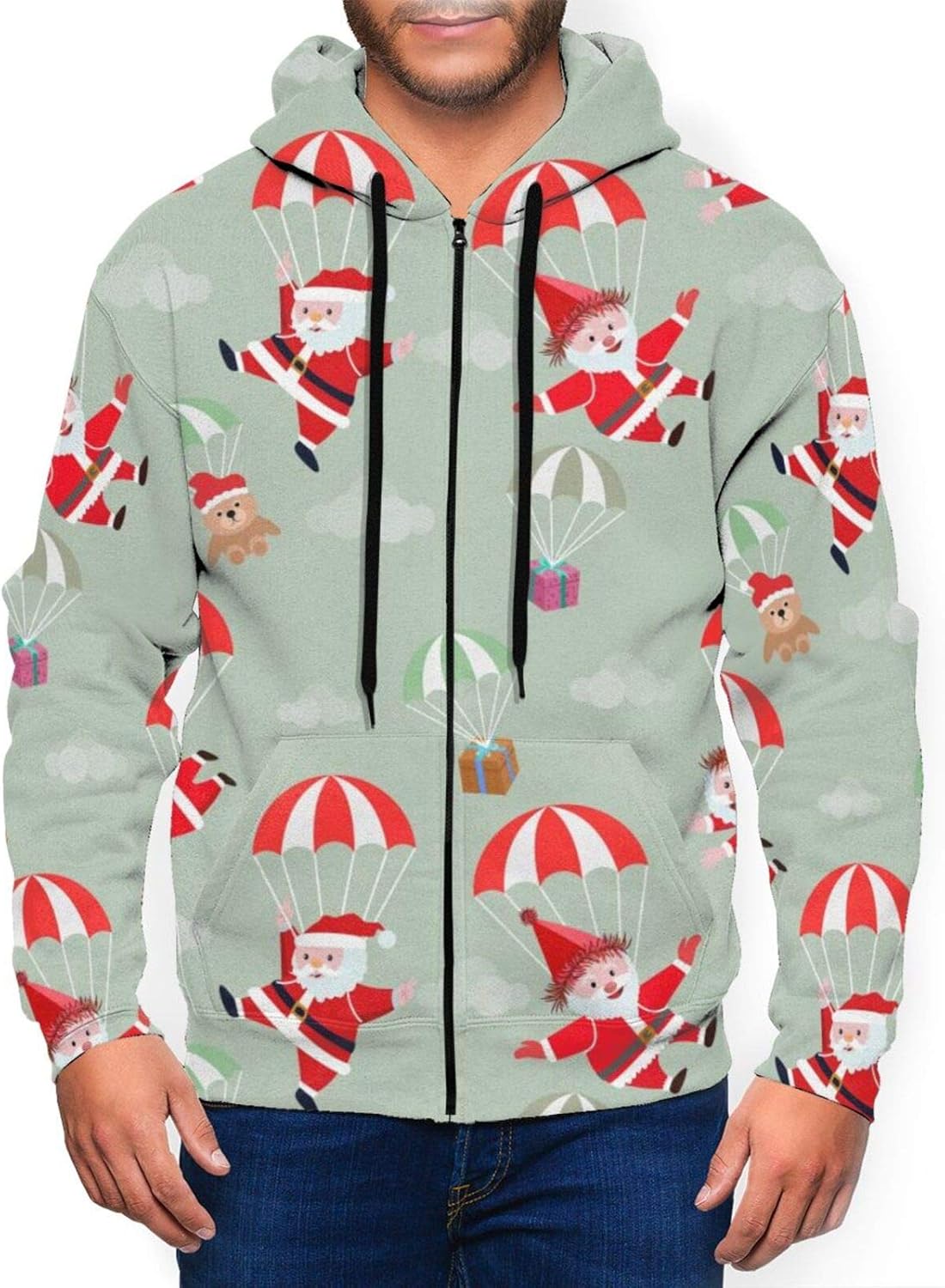 santa zip up hoodie