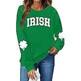 CAZYCHILD St Patricks Day Shirt for Women: St Pattys Day Sweatshirts Lucky Shamrock Long Sleeve Shirt Irish Pullover Tops