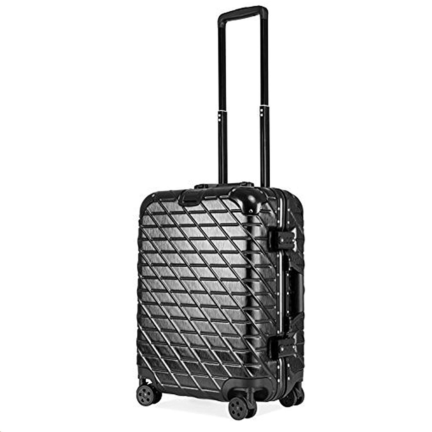 ECCORE 20 inch Lightweight Suitcase ABS Hard Shell Travel 4 Wheel Case Carry On Hand Luggage (57CM/ 48L, Black)
