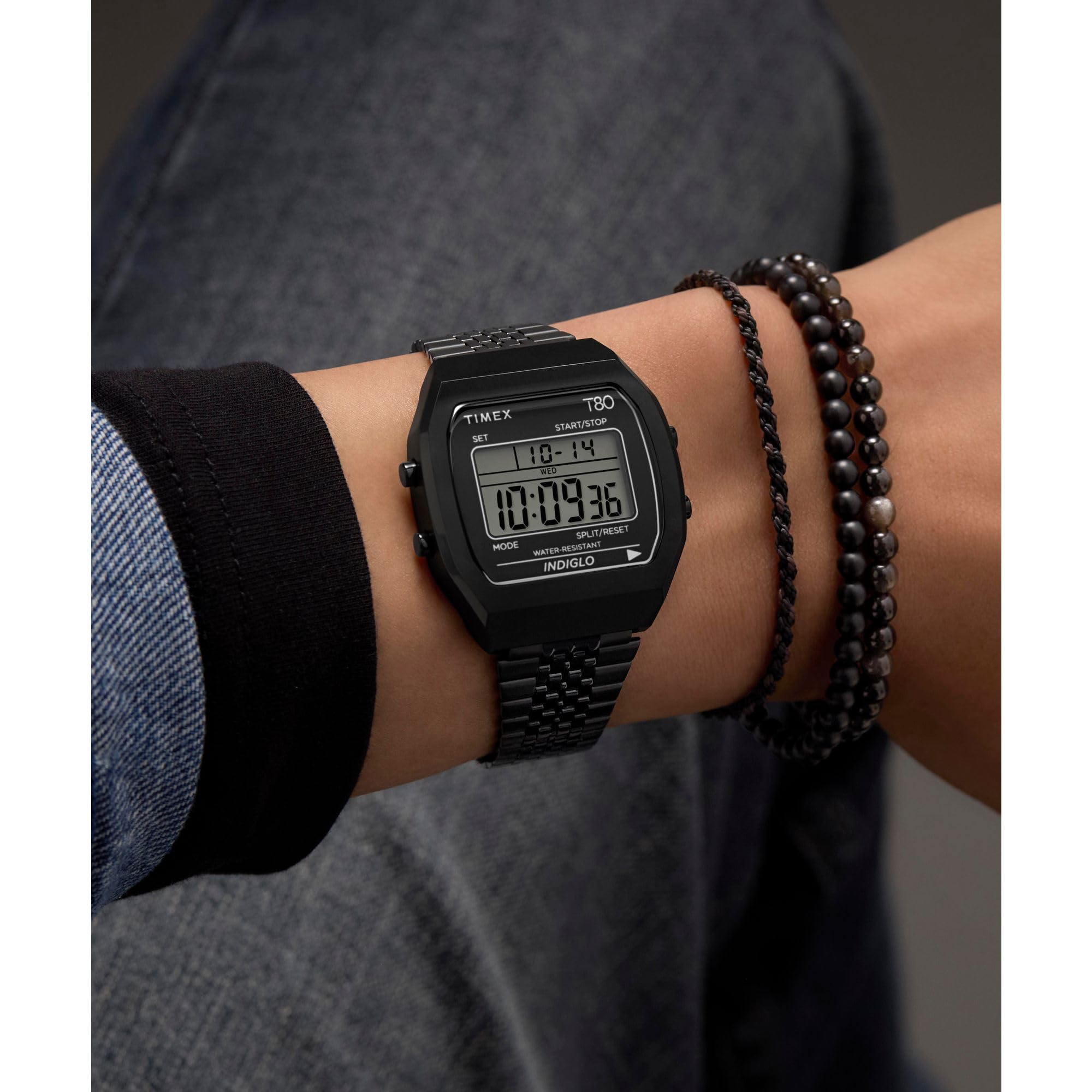 Timex Men's T80 36mm Watch - Black Band Digital Dial Stainless Steel Case