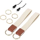 acDesign 2Pcs Wrist Lanyard for Keys Woven,Keychain With Wrist Lanyard White Wristlet Keychain for Women Men Car Keys Wallet Phone