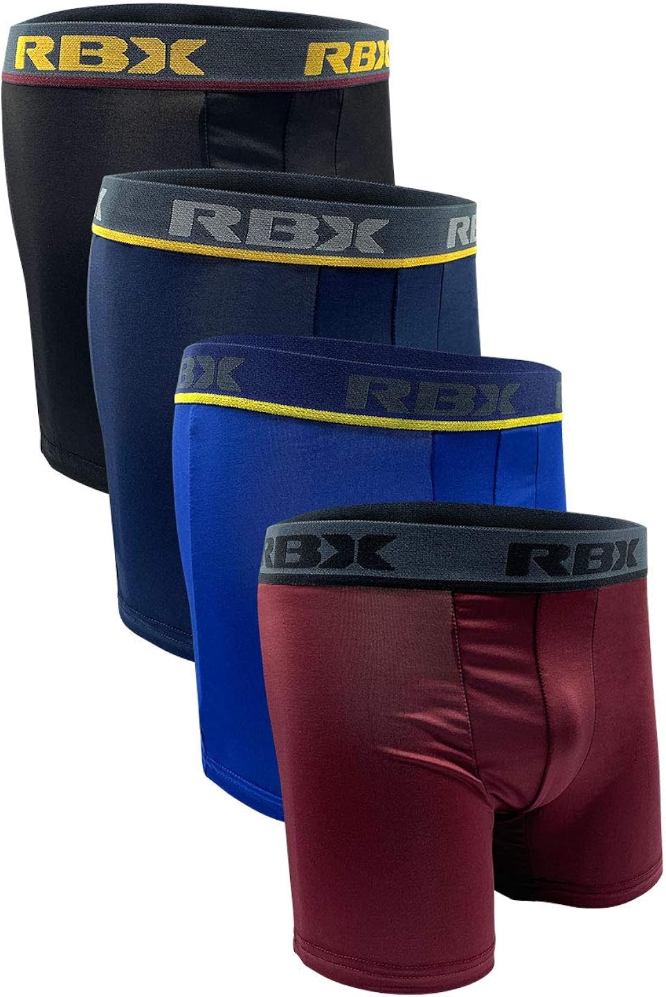 RBX Active Men's 4Pack Boxer Briefs, Multi Pack Performance Quick