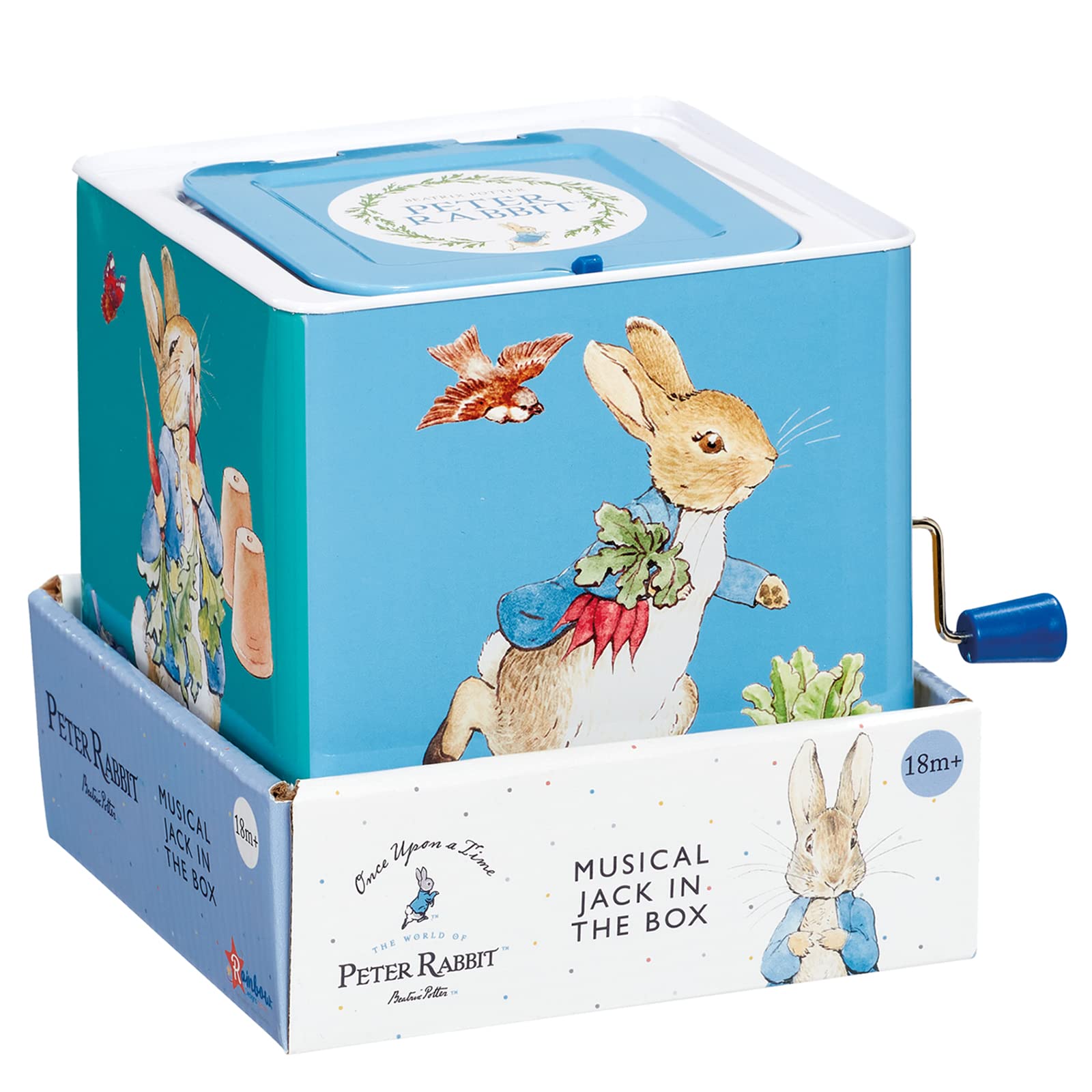 Peter Rabbit Jack in the Box, 14.5 x 14.5 x 15.5 centimeters, Blue