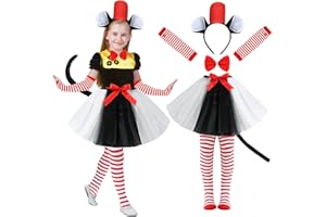 Kitimi 6 Pcs Tulle Tutu Skirt Set for Girls Women with Headband, Striped High Socks and Arm Warmer Gloves (Red, Blue)