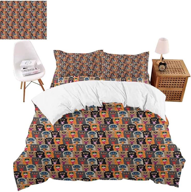vroselv-home Juego de Ropa de Cama de 4 Piezas, Colorido de Dibujos