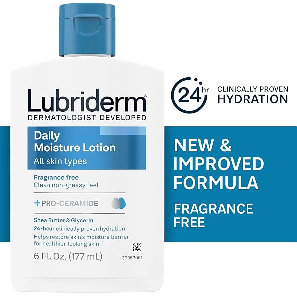 LUBRIDERM DAILY MOISTURE HYDRATING UNSCENTED BODY LOTION WITH VITAMIN B5 FOR NORMAL TO DRY SKIN, NON-GREASY AND FRAGRANCE-FREE LOTION. 16 FL. OZ