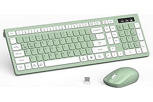 Wireless Keyboard and Mouse Combo, Full-Sized Wireless Keyboard and Adjustable DPI Mouse, 2.4GHz USB Receiver, Silent Keyboar