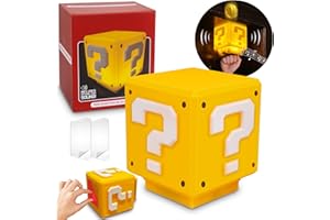 Cofeymera Super Bros-Mini Question Block Night Light,Bedside Lamp, Desklamp for Kids and Fans, Birthday Gift, Holiday Gift,Equipped with The Game's Same Gold Coin Sound(with USB Power Cable)
