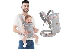 Ocanoiy Breathable Baby Carrier, Adjustable Baby Wrap Carrier with Lumbar Support, All-Position Baby Holder Carrier for Toddler Infant, Cozy and Lightweight Infant Carrier for 7-45lbs (Leaf)