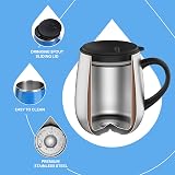 Ideus 16 oz Insulated Coffee Mug with Handle Lid Leopard Blue view 3