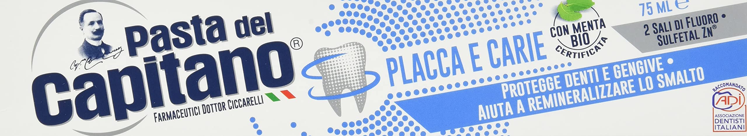 Pasta del Capitano Dental Plaque and Caries โ Package of 12 x 75 ml โ Total: 900 ml