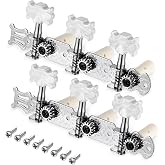 2 PCS Classical Guitar Tuners, Guitar Tuner Pegs, AcousticGuitar Tuning Pegs, 3L3R Silver Chrome Plated Keys for Classical Acoustic Folk-Guitar, White