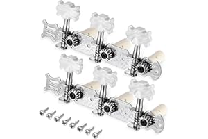 FDCZEYXIOR 2 PCS Guitar Tuning Pegs Machine Heads Tuners, 3L3R Silver Chrome Plated Keys for Classical Acoustic Folk Guitar, White