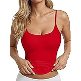 AlisOker Women's Scoop Neck Tank Top Adjustable Spaghetti Strap Camisole Going Out y2k Tops Slim Fit Cami Tank
