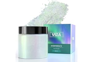 Viza Cosmetic Grade Mica Powder, 30g/1.06oz Moonlight Interference Pigment Powder Chrome Nail Glitter for Nail Polish, Lip Gloss, Body Butter, Soap Making, Candle Dye, Bath Bombs - Diamond Green