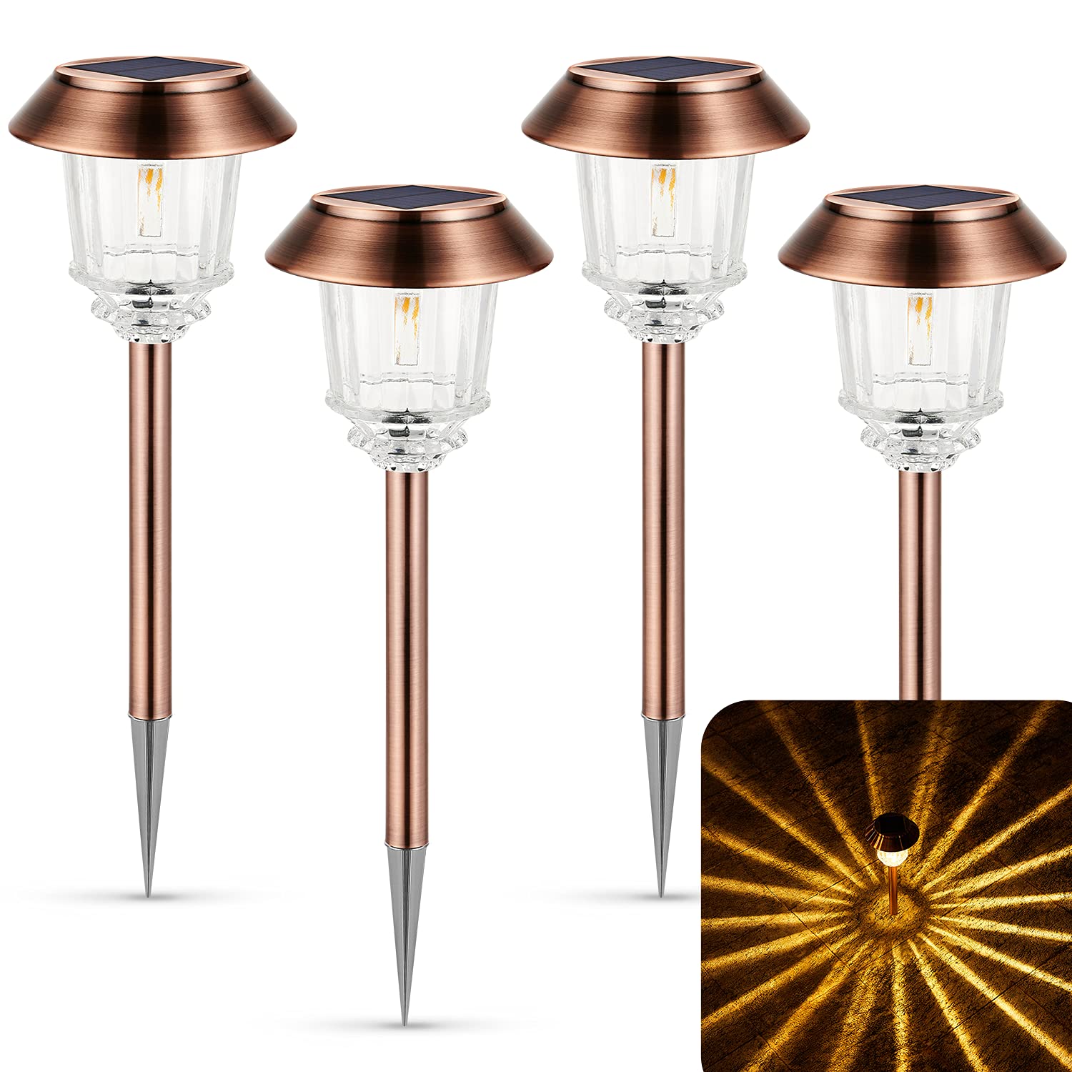 Photo 1 of ***MISSING PARTS***
XMCOSY+ Solar Lights Outdoor Waterproof, 4 Pack Solar Lights for Outside, 10-40 LM Dimmable LED Glass Outdoor Solar Lights for Yard Pathway Garden Lawn Driveway Walkway (Warm White)