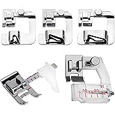 SXDLCX 5pcs Sewing Machine Feet Set Includes 3Pcs Wide Rolled Hem Presser Foot,Adjustable Guide Foot, Bias Binder Foot for Household Brother Singer Janome