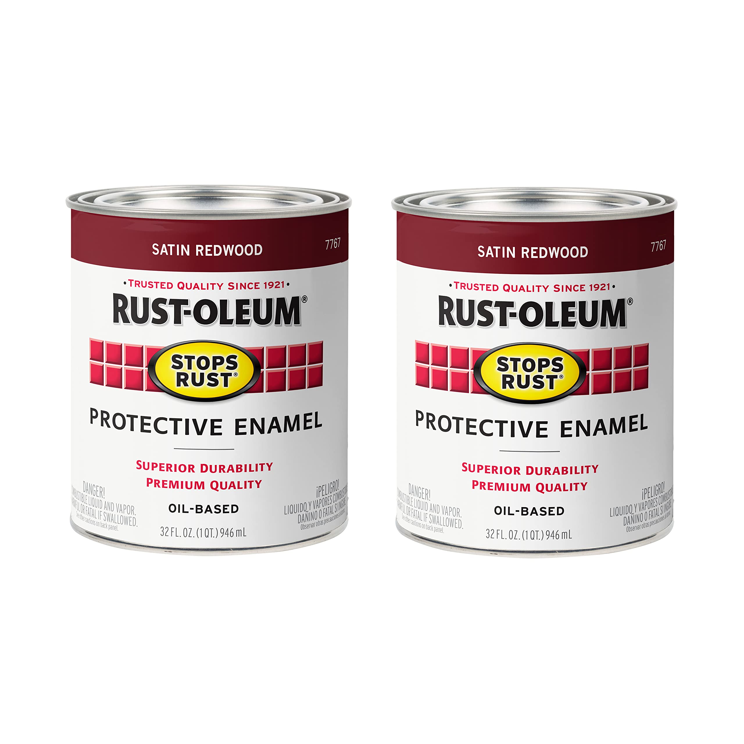 Rust-Oleum 7767502-2PK Stops Rust Brush On Paint, Quart, Satin Redwood, 2 Pack Image Rust-Oleum 7767502-2PK Stops Rust Brush On Paint, Quart, Satin Redwood, 2 Pack Image