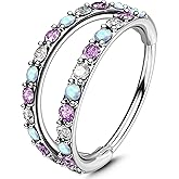 OUFER 20G Nose Rings for Women, 316L Surgical Steel Double Hoop Nose Piercing Jewelry, Opal and CZ Septum Lip Eyebrow Cartilage Conch Rook Helix Tragus Daith Earrings Piercing Jewelry-6/7/8MM
