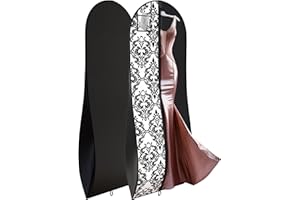Your Bags Women’s Dress and Gown Garment Bag -72”x24” and 10” Tapered Gusset Prom Bags (Black and White Demask)