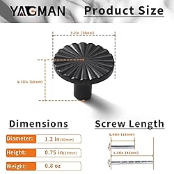 Yagman 5 Pack Kitchen Cabinet Knobs Round Sunflower