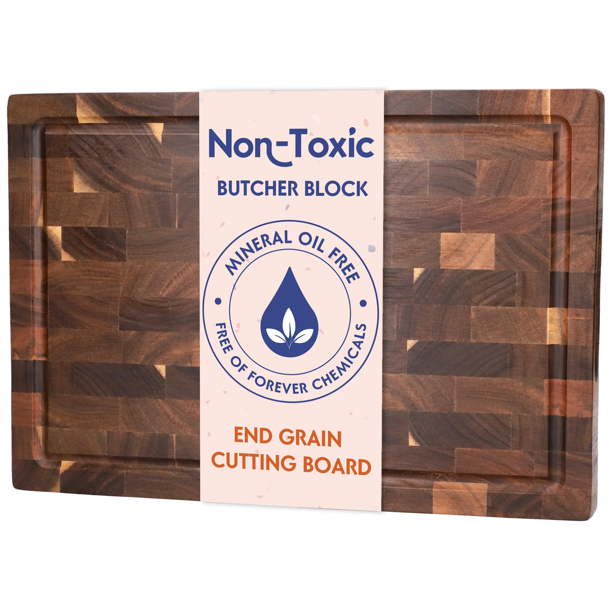Photo 1 of End Grain Butcher Block Cutting Board [1.5" Thick]. Made of Acacia Wood and Conditioned with Beeswax, Flaxseed Oil & Lemon Oil. 16" x 11" Chopping Board by Ziruma.