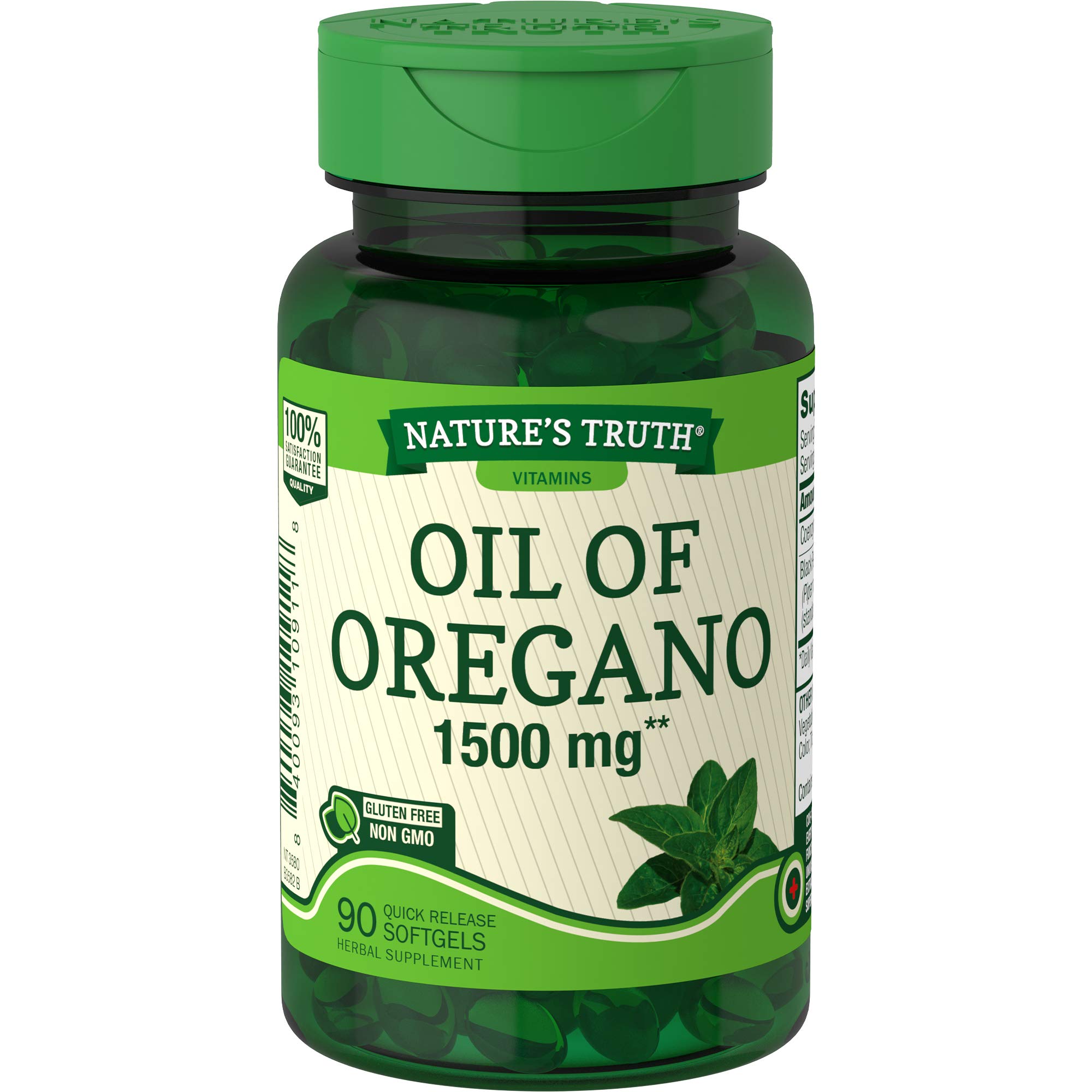 Oregano Oil Softgel Capsules | 1500mg | 90 Count | Contains Carvacrol | Non-GMO, Gluten Free| by Nature's Truth
