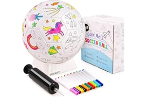 ZOOJOY Color Your Own Soccer Ball with Markers, Soccer Gifts for Girls Boys, Size 3 Unicorn Paint Personalized Arts and Crafts Kit for Kids, Ball Game Birthday Gift Toys for Toddlers 3-10