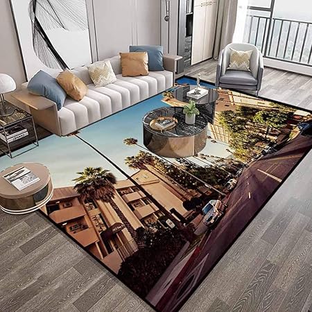 Alfombra de área urbana de 6 x 9 pies, una calle en Beverly Hills