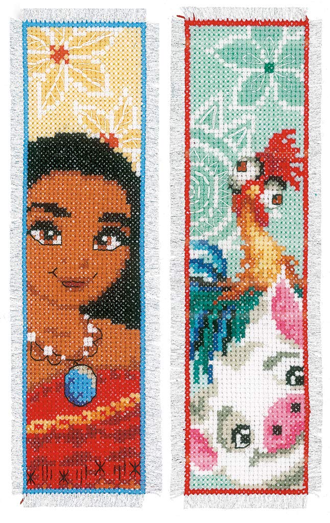 Vervaco WD Bookmarks Moana aida Set of 2, Cotton Blend, Assorted, 18.3 x 0.5 x 9.5 cm
