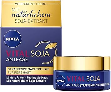 Nivea Vital Soja Anti Age Straffende Nachtpflege 50 Ml Feuchtigkeitspflege Mit Naturlichem Soja Extrakt Regenerierende Pflege Uber Nacht Amazon De Beauty