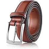 MILORDE Men's Genuine Leather Dress Belt, Handmade, 100% Cow Leather, Fashion & Classic Designs for Work Business and Casual