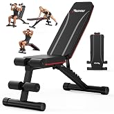 PASYOU Adjustable Weight Bench, Foldable, Incline Decline Flat, Bench Press with 660LBS, 95% Pre-Assembled, Compact Workout Bench Full Body Strength Training Bench for Home Gym, Wider Seat