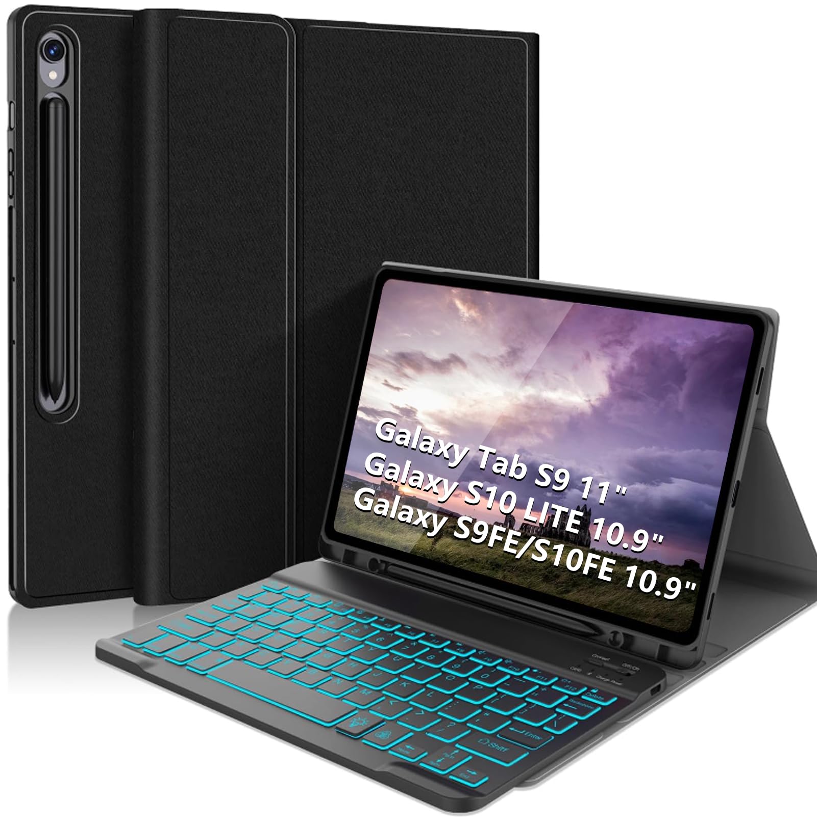 Photo 1 of *Untested*
Keyboard Case for Samsung Galaxy Tab S9 11" 2023/S9 FE 10.9"/S10 FE 10.9"/S10 Lite 10.9" 2025, 5G Galaxy Tab S9 Fe Case Cover with 7 Color Backlit Magnetic Detachable Wireless Bluetooth Keyboard Black