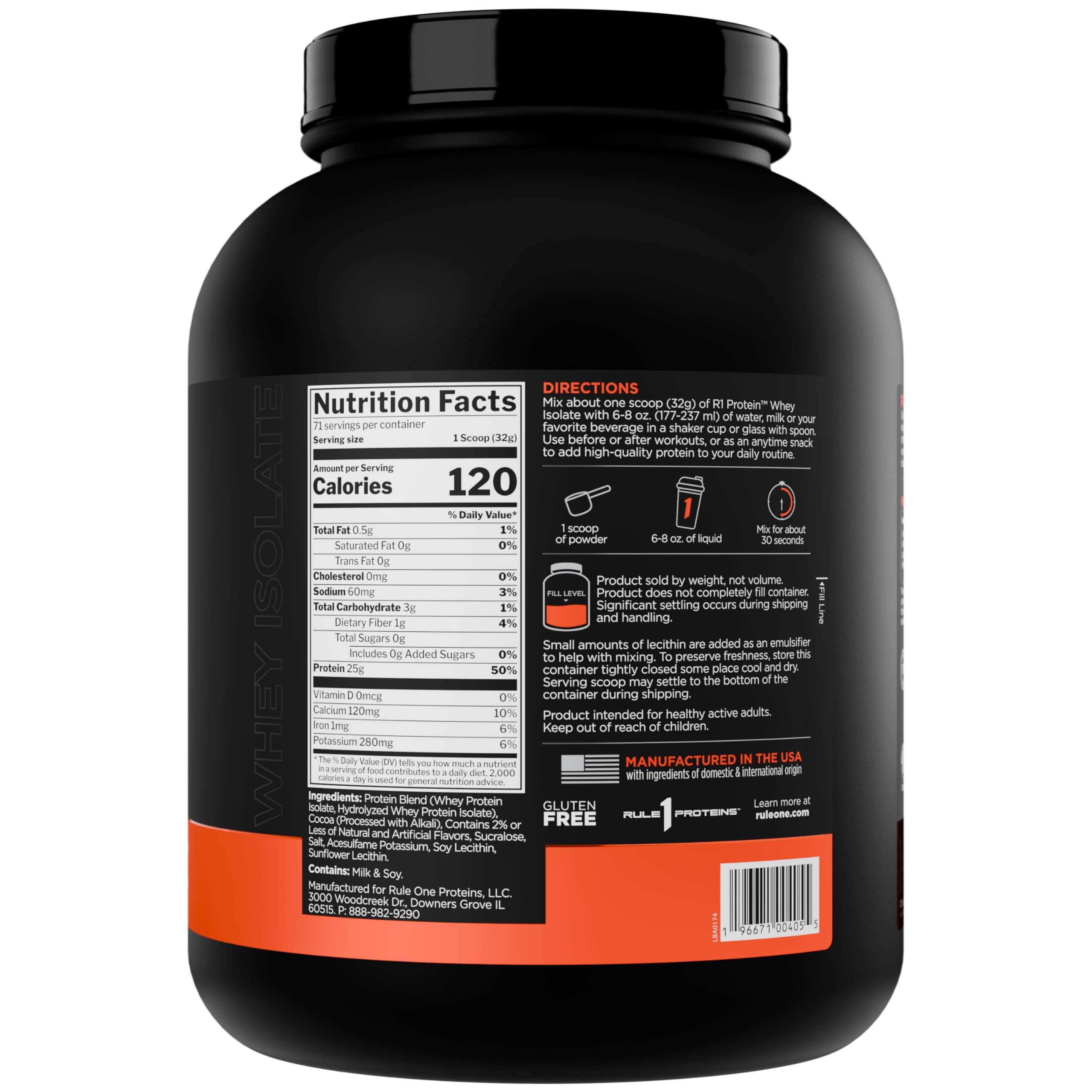 Rule 1 R1 Protein Whey Isolate - with 25g Protein & 6g BCAA Exclusively from Isolated & Hydrolyzed Sources for Workout Recovery (5 Pounds*, Chocolate Fudge)