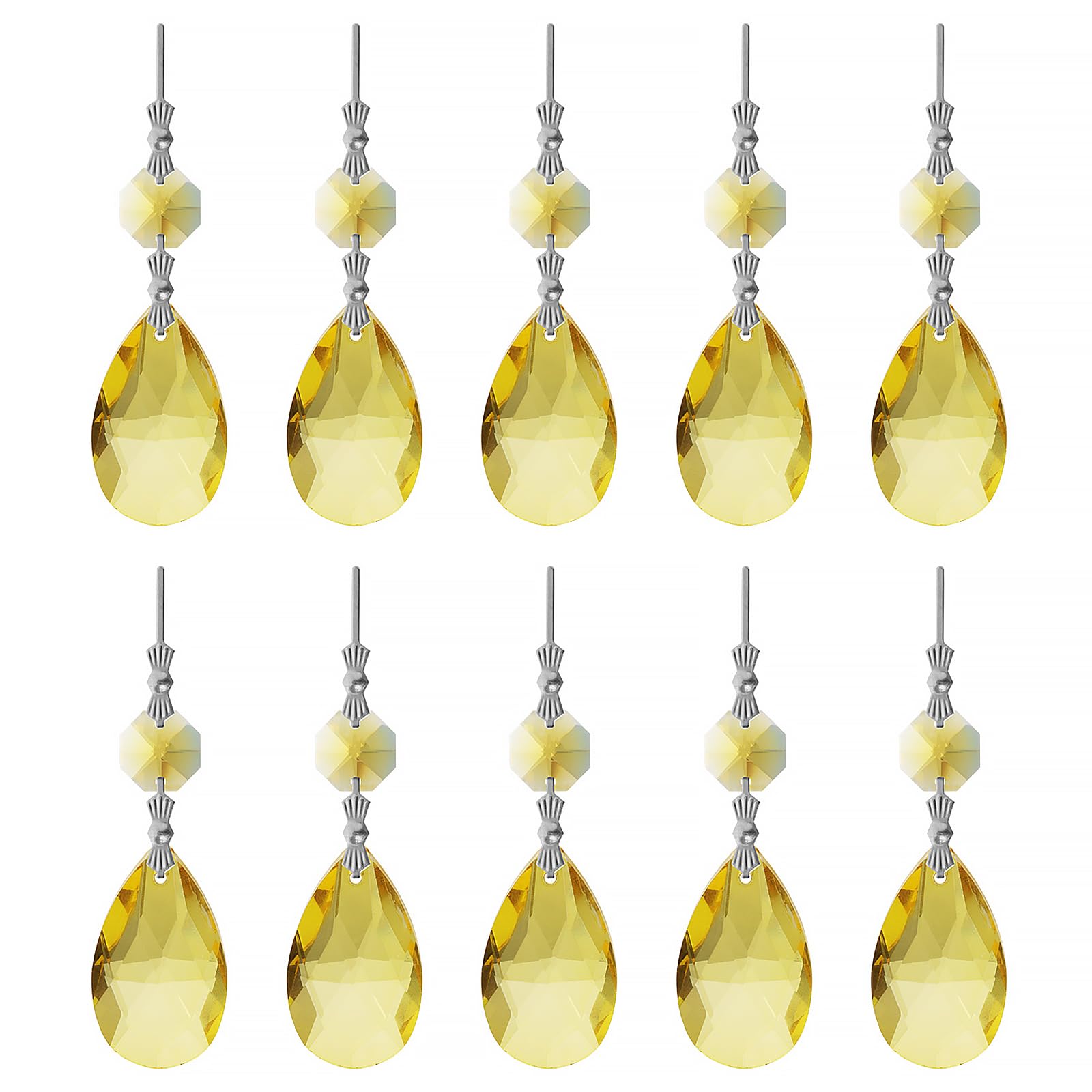 Photo 1 of 10pcs Crystal Prisms Chandelier Yellow Ornament Pendants Rainbow Maker 38mm Drop Prism Hanging Prisms for Wedding Party Chrismtmas Decoration DIY Jewelry