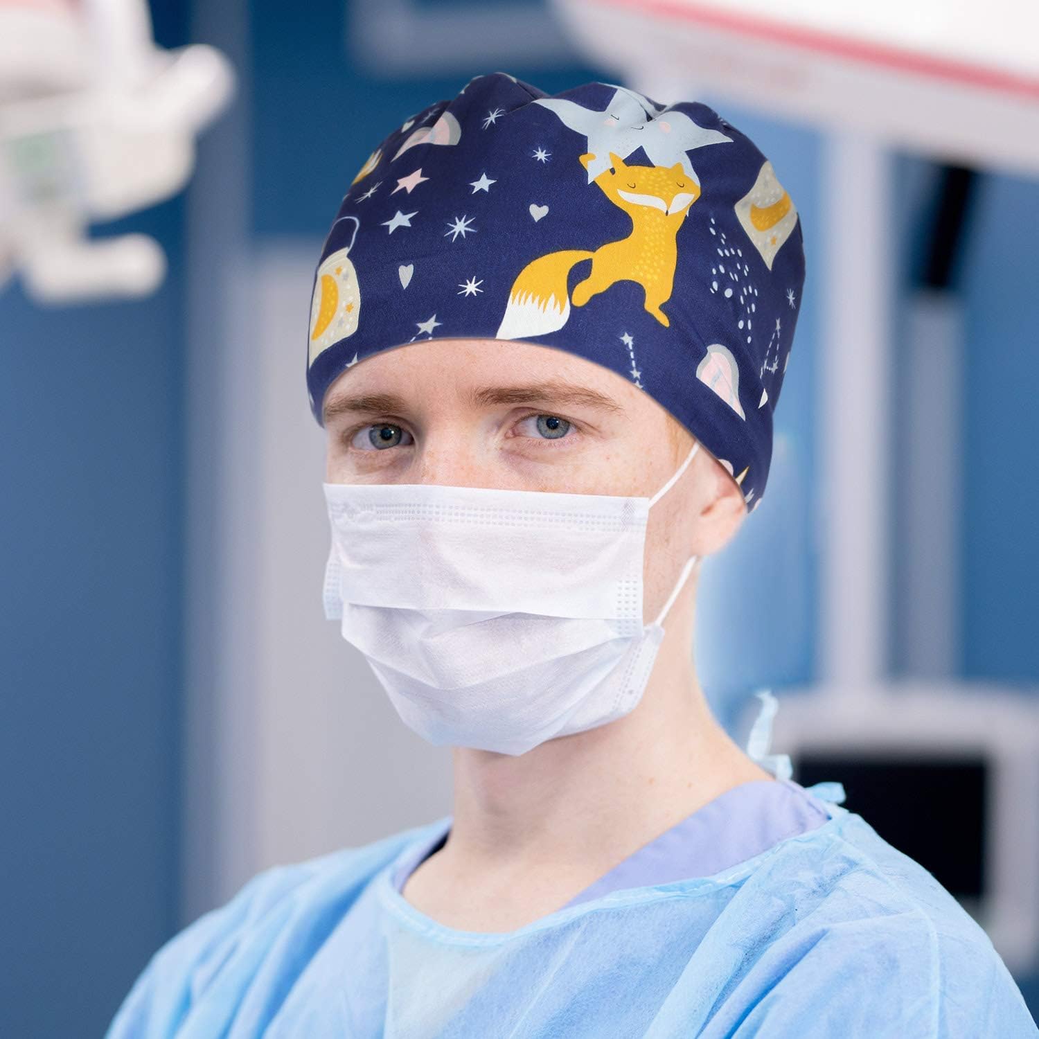 SATINIOR 4 Pack Scrub Cap Printed Bouffant Turban Cap Adjustable Bouffant Hair Cover Unisex Doctor Cap with Sweatband for Beauty Worker Personal Care Supplies: Clothing