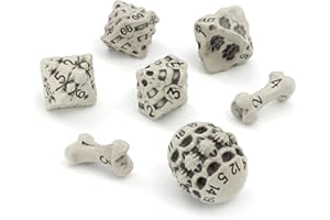 LYNX DND Dice Set - Set of 7 Polyhedral Skull & Bone RPG Dice - D20, D12,%D10, D10, D8, D6 & D4 Sided. Cool & Unique Gift for Dungeons & Dragons, Warhammer, D&D, Pathfinder, D and D Accessories. (White)