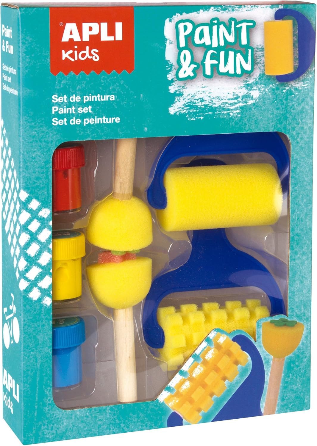 APLI Kids 15135 Paint Set with Tempera, Rollers and Stamps Assorted Colour/Model