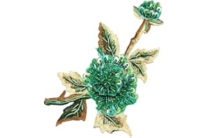 JRYYR Rose Sequin Applique, Embroidered Patch Flower for Dresses and Other Garments Decorative Rose Patches (Green)