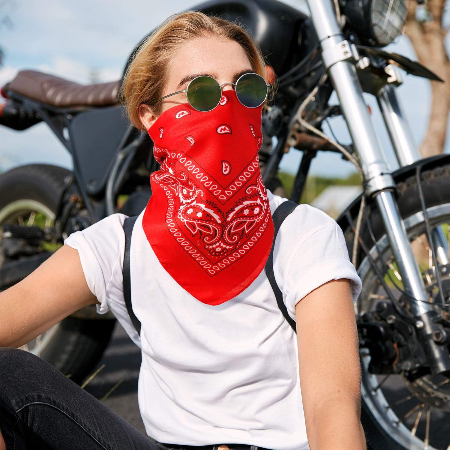 Paisley Bandanas Set Multicolor Cowboy Bandana Unisex Print Head Wrap Scarf Wristband (24, 21 colours): Clothing