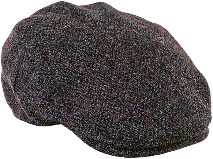 Heather Hats Harris Tweed Highland Flat Cap LRG BROWN BARLEYCORN