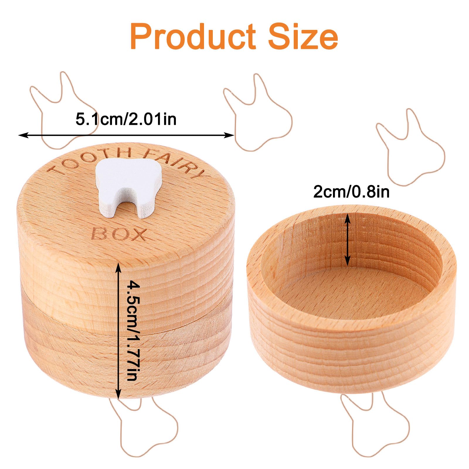 Ouligay Tooth Fairy Box for Girls and Boys, 3D Carved Wooden Box, Cute Lost Tooth Holder, Tooth Fairy Gifts for Birthdays Baby Shower Holiday